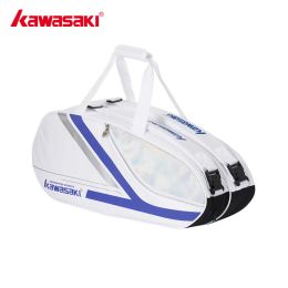 Bags Kawasaki 2023 Large Capacity Badminton Bag For 6PCS Rackets Polyester Waterproof Tennis Bag With Shoes Compartment A8609