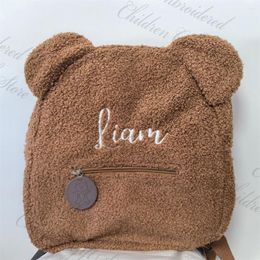 Backpack Personalised Embroidered Name Toddler Lightweight Plush Bear Bag Kid's Customised Gift For Boys And Girls