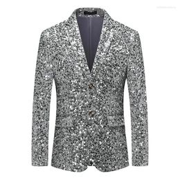 Men's Suits 1Pc Men Fashionable All-Match Leisure Suit Party Stage Performance Banquet Host Sequin Decorative Exquisite Formal Attire