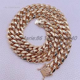 Iced Out Jewellery For Man Real Necklace 12Mm Width Miami Cuban Link Chain 14K Gold