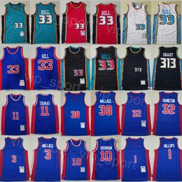 Retro Basketball Chauncey Billups Jerseys 1 Man Vintage Ben Wallace 30 Richard Hamilton 32 Isiah Thomas 11 Dennis Rodman 10 Grant Hill 33 Throwback Embroidery