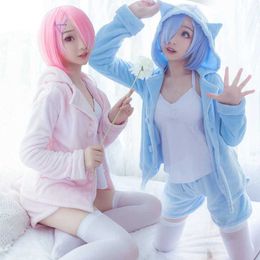 cosplay Anime Costumes Role playing Re Life in a Different World from zero Role playing Rem Ram Sexy Cat Ears Ver Come Womens Anime Re zero Nightwear WigC24321