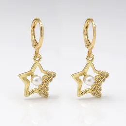 Hoop Earrings For Women 2024 Trending Star Butterfly Bow Shape Dangle Gold Colour Inlaid Pearl Wedding Jewelery