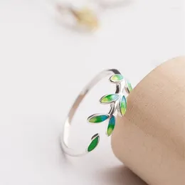 Wedding Rings Korean Personality Geometric Leaf Ring For Woman Silver Colour Fashion Opening Index Finger