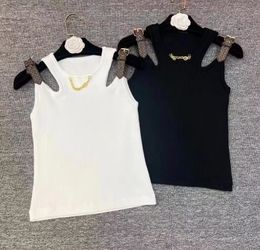 Womens designer chain Belt splicing vest Fashion t shirt women Tees Top T-shirt Sexy T-shirts Summer Knitted Tank Top Breathable Pullover White Tops