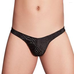 Underpants Sexy Mens Puff Printed Shiny Briefs Low Rise Thongs Panties Underwear Bikini Elastic Erotic Lingerie Swimwear