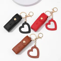 Storage Bags Lip Gloss Holder Keychain Stylish Lipstick Bag With Lobster Clip Heart Pendant Mini For Purse Women