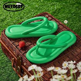 Slippers Candy Colors Summer Beach Flip Flops For Women 2023 New Soft Bottom Platform Woman Comfy Non Slip Flat Slide Sandals H240322