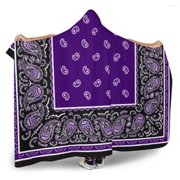 Blankets Purple Hooded Bandana Blanket 3D Full Print Wearable Adults Men Women