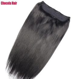 Piece Chocala 20"28" Machine Made Remy Hair 100g220g One Piece Set With 5 Clips In 100% Brazilian Real Human Hair Extensions