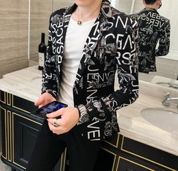 Men's Suits Blazers Letter Print Street coats Men Bomber Jacket Spring Autumn Mens Slim Fit Streetwear Coat