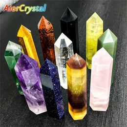 Face Massager Natural stone and crystal dot wand magic rose quartz amethyst home decoration mineral stone craftsmanship room aquarium decoration 240321