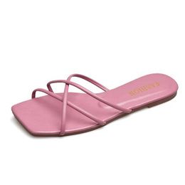 Slippers Flat Women Summer Shoes Casual Bottom Sandals Flip Flops Candy Color Indoor Outdoor Beach Slides Cross Pantuflas01KT9R H240322