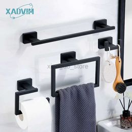 Towel Rings Black Gold Sliver Bathroom Hardware Set Stainless Steel Towel Holder Roll Paper Holder Towel Ring Robe Hook Bathroom Accessories 240321