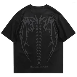 Men's T Shirts Men Suede T-Shirt Streetwear Skull Skeleton Print Tshirt 2024 Hip Hop Punk Gothic Tee Y2K Harajuku Fashion Loose Tops