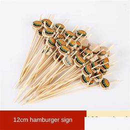 Forks 12Cm Decorative Bamboo Sticks Decoration Buffet Skewers Disposable Hamburger Household Products Picnic Tools Drop Delivery Home Otr0T