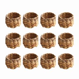 Towel Rings 12pcs Hotel Table Decoration Birthday Party Holder Round Rustic Style Accessories Woven Napkin Ring Set Farmhouse Dinner Wedding 240321