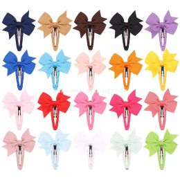 Baby Girls Barrettes BB Hair Clips Bow Hairpins Infant Grosgrain Ribbon Bows Hairgrips Kids Children Clip Accessories 20 Colors