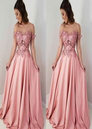 Elegant Dusty Rose Floral FLower Evening Bridesmaid Dresses Off the shoulder Pearls with Sleeves Long Formal Prom Party Dress1398462