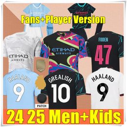 Fotbollströjor Haaland Doku 23 24 Mans städer de Bruyne Phillips Grealish Ferran Mahrez Foden Bernardo Joao Cancelo Z Rodrigo Football Shirt Men Kids Kit Set Uniform