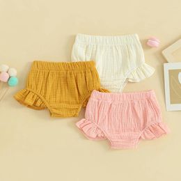Shorts Pudcoco Toddler Baby Girls Summer Casual Solid Colour Elastic Band Ruffle Clothes 3M-3T