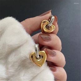 Dangle Earrings XIALUOKE Punk Round Stainless Steel Hoop For Women Minimalist Geometric Heart-shaped Drop Statement Jewellery