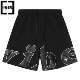 Men's Shorts Mens oversized hip-hop shorts for joggers loose fitting atmosphere style shorts Y2K shorts elastic waist J240322