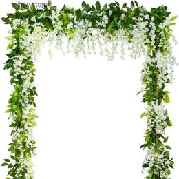 Faux Floral Greenery 2 Metres Hydrangea Leaf Vine Wedding Decorative Plants Wall Arrangement Home Bathroom Decoration Accessories Artificial Flowers Y240322