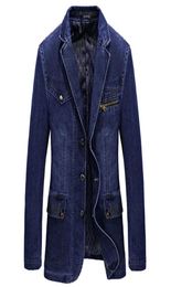 Brand Men039s Denim Blazer Male Jacket Coat Autumn Spring Slim Fat Cotton Casual Suit Jackets Coat Men Blazer Masculino 3XL 2007243811