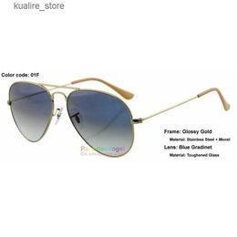 Sunglasses High Quality Sunglasses Metal Pilot style Stainless Steel Frame Classic Glass Lens series S M L Size 55 58 62 Women Summer Dress L240322