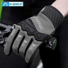 Cycling Gloves INBIKE MTB Cycling Gloves Man Touchscreen Mens Sport Glove Mountain Bicycle for Gym Motorcycle Outdoor Cycling Bike Accessories 240322