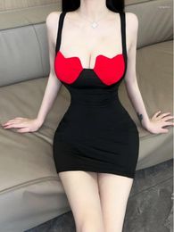 Casual Dresses WOMENGAGA Cute Girl Dress Mini Nightclub Sexy Spicy Love Hollow Tight Wrap Hip Strap For Women Korean Sweet A2FV