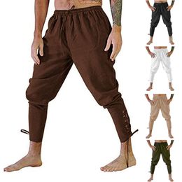 Casual Pants Mens Summer Ankle Belt Medieval Stage Performance