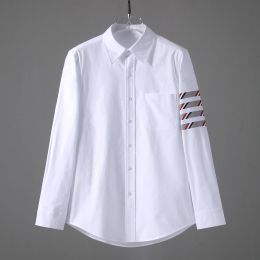 New Men Oxford Embroidery Classic Striped Fashion Cotton Casual Shirts Shirt High Pocket Long-sleeves Top Size 0 1 2 3 4