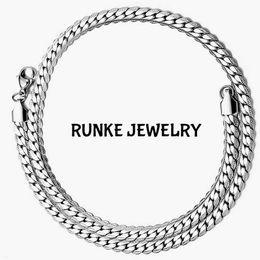 Hip hop thickness encryption NK side embossed flat embossed necklace embossed Cuban chain high street titanium steel item