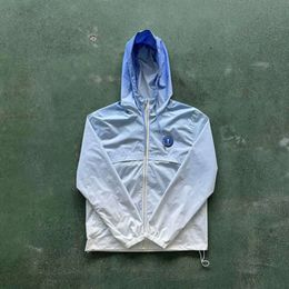 2024 Ice Blue Trapstar Zipper Drawstring Windbreaker Hooded Jacket Men Women High Quality Patchwork Embroidered Coat Hoodie Pullover gik668