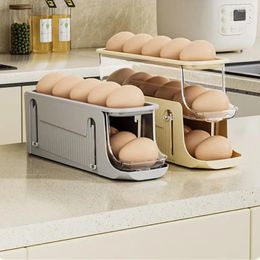 تخزين المطبخ التلقائي تمرير البيض رف صندوق موزع السيارات المتداول أدوات المنظم الثلاجة