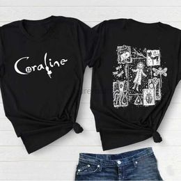 Women's T-Shirt Retro Coraline Movie T-shirt Womens Coraline Doll Dreams Unisex T-shirt Horror Movie T-shirt Street Clothing Cotton Top T-shirt 240323