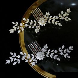 Tiaras Asnora High Quality Bride Cz Hair Comb Accessories Crystal Zirconia Clip Jewellery 240311 Drop Delivery Hairjewelry Dhkr6