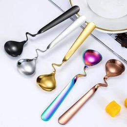 Coffee Scoops 100Pcs/Lot Stainless Steel Honey Spoons Multifunctional Milk Mixing Teaspoon With Curved Handle