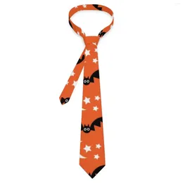 Bow Ties Halloween Tie Orange Black Bats Graphic Neck Retro Casual Collar For Men Women Business Necktie Accessories