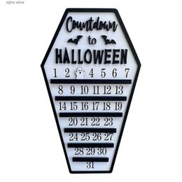 Calendar 1 wooden countdown Halloween coffin calendar Halloween house shaped countdown calendar desktop decoration Y240322