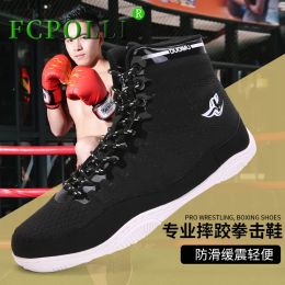 Shoes 2024 Hot Men And Women Wrestling Shoes Competition Sport Fighting Boots Unisex Designer Black Boxing Shoe Couples