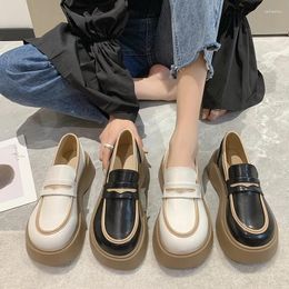 Casual Shoes Square Toe Small Leather Women's 2024 Thick Sole Trendy Women