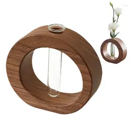 Vases Hydroponic Flower Vase Wooden Decor Arrangement Ornament Arrangements Decoration With Solid Wood Brackets For
