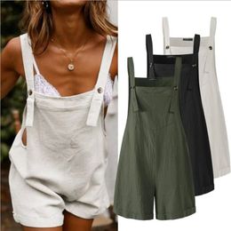 Women Jumpsuit Loose Style Overalls Boho Solid Colour Square Collar Playsuits Sleeveless Rompers Summer Casual Clothes 240322