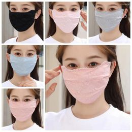 Scarves Flower Sunscreen Lace Mask Hanging Ear Solid Colour UV Protection Adjustable Strap Sunshade Face Cover Hiking