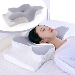 Massaging Neck Pillowws Memory Foam Pillows Butterfly Shaped Relaxing Cervical Slow Rebound Neck Pillow Pain Relief Sleeping Orthopedic Pillow Beding 240322