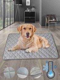 kennels pens Dog ice silk mat pet cooling mat multi-purpose pet mat cat pet mat washable dog bed breathable pet mat Y240322