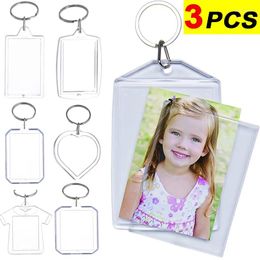 Keychains Acrylic Po Frame Blank Keychain Transparent Picture Insert Rectangle Heart Keyrings With Split Ring DIY Key Chain For Family